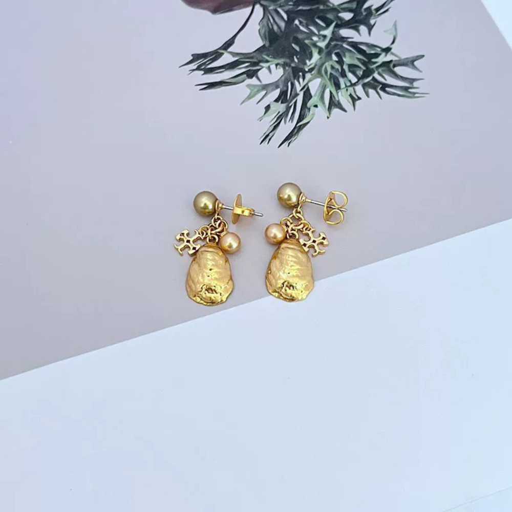 Tory Burch Inlaid Letter Pearl Shell Multi Drop Earrings